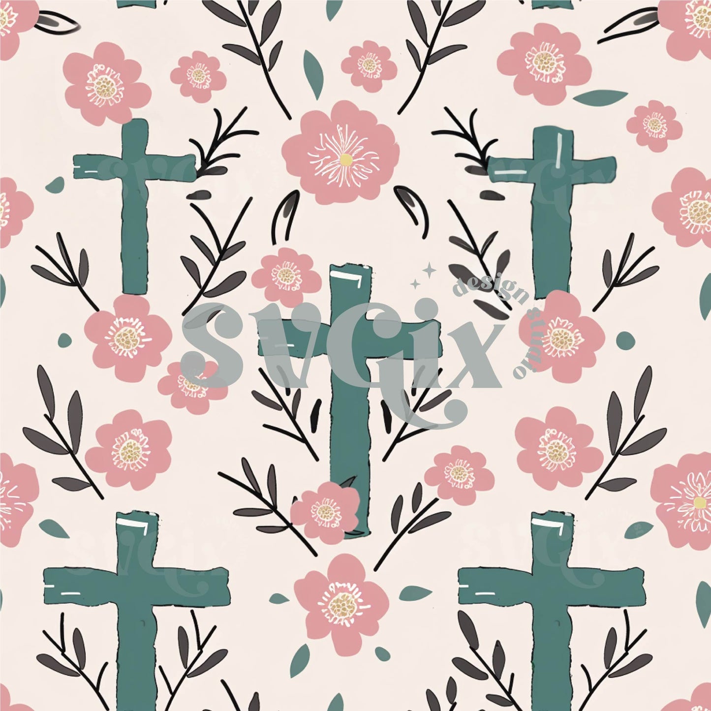 Faith Floral Seamless Pattern by SVGix