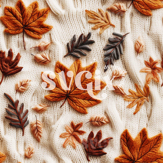 Fall Leaves Knit Seamless Pattern