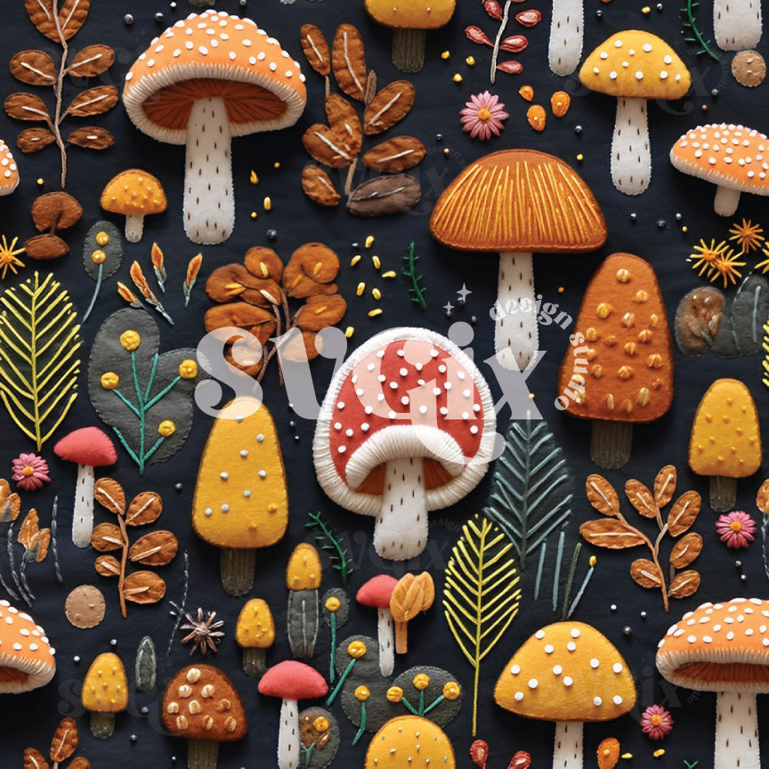 Fall Mushrooms II Seamless Pattern