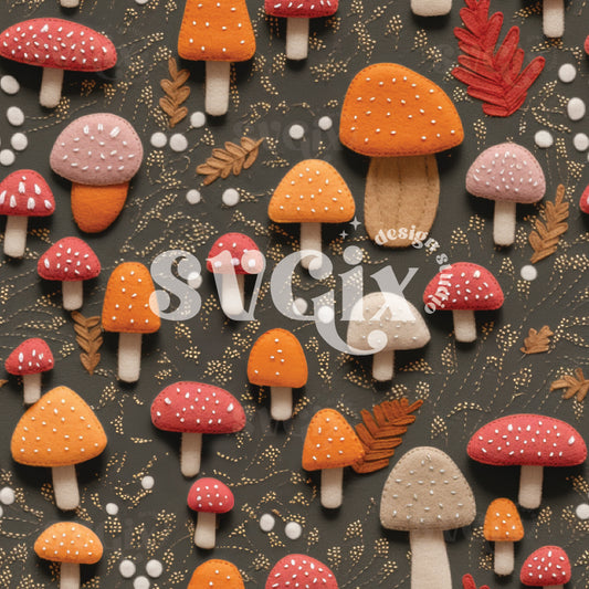 Fall Mushrooms Seamless Pattern