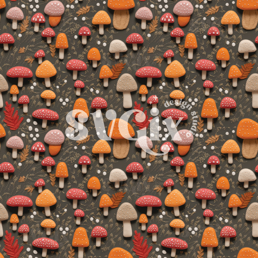 Fall Mushrooms Seamless Pattern