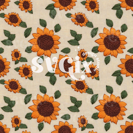 Fall Sunflowers Seamless Pattern