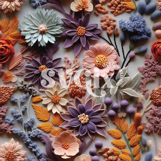 Fall Winter 3d Floral Seamless Pattern