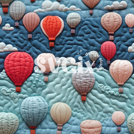 Faux 3d Quilt Air Baloons Seamless Pattern