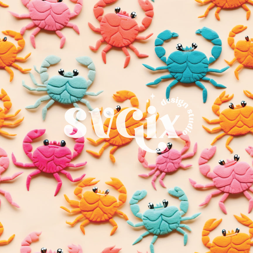 Felt Crabs Seamless Pattern