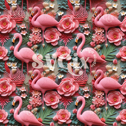 Flamingos Floral Seamless Pattern