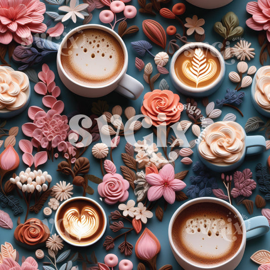 Floral Coffee Seamless Pattern