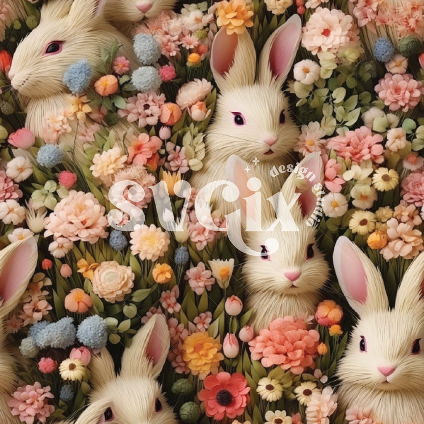 Floral Fancy and Fuzzy Bunnies Seamless