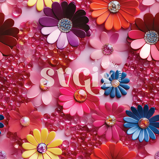 Floral Gems seamless Pattern