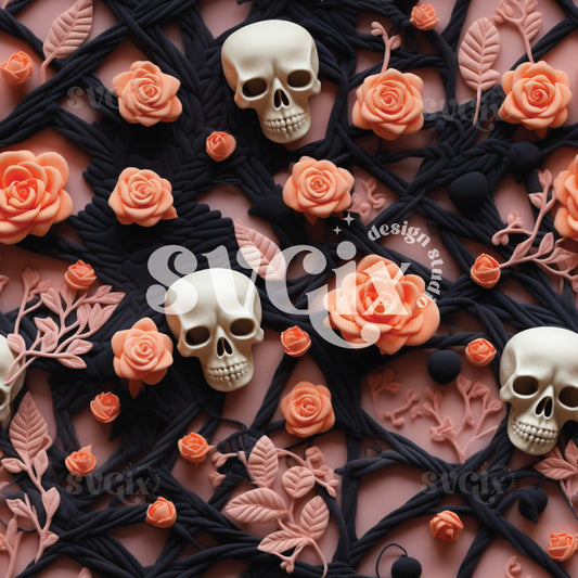 Skulls 3d Seamless Pattern