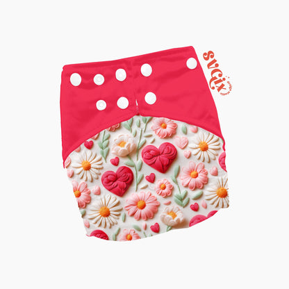 Floral Vday Seamless Daises Hearts Repeating Pattern by SVGix