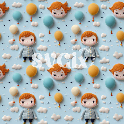 Flying with the Balloons Seamless Pattern