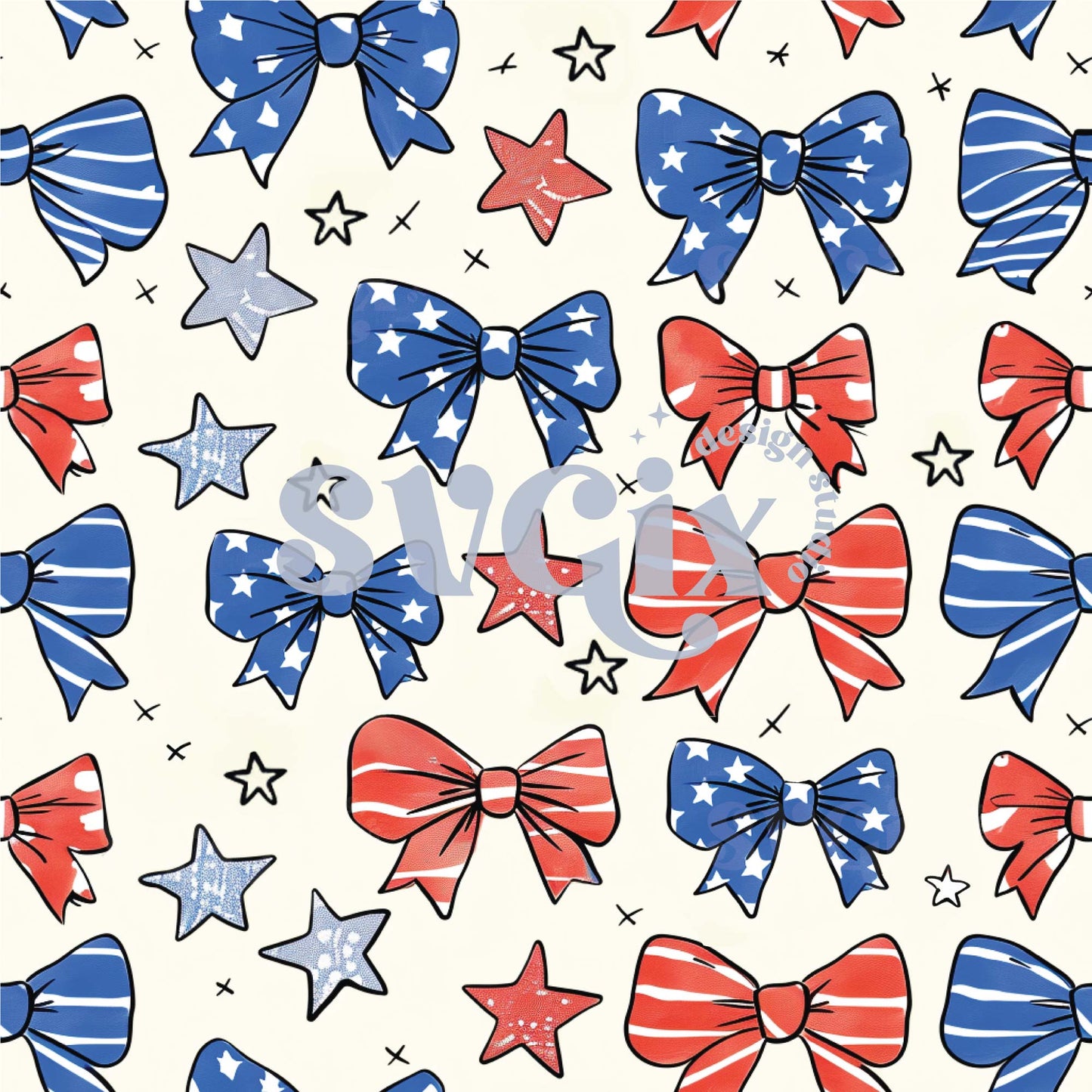 Fourth of July Bows Seamless Pattern