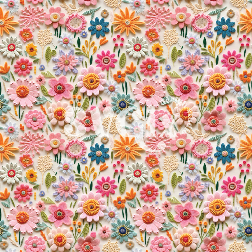 Fun Pastel Flowers Seamless Pattern