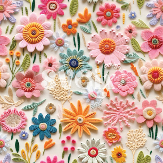 Fun Pastel Flowers Seamless Pattern