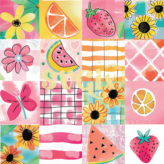 Fun Summer Patchwork Seamless Pattern