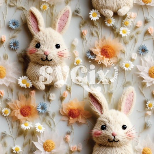 Fuzzy Bunny Seamless Pattern