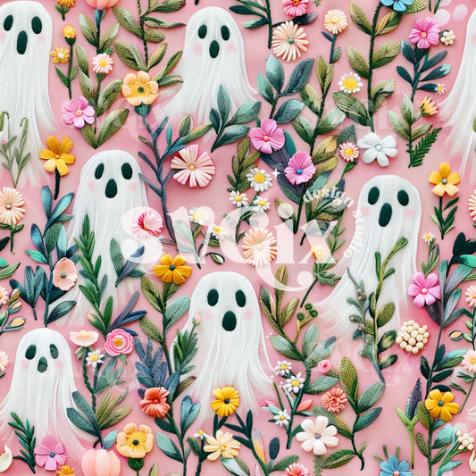 Garden Ghouls - Ghosts and Flowers Seamless