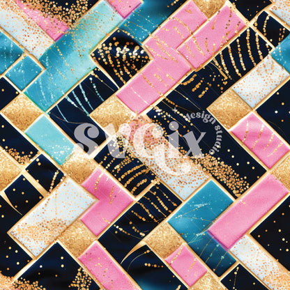 Geometrical Navy Pink Glitter Seamless Pattern