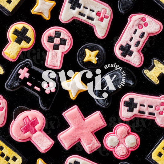 Girl Gamer Seamless Pattern