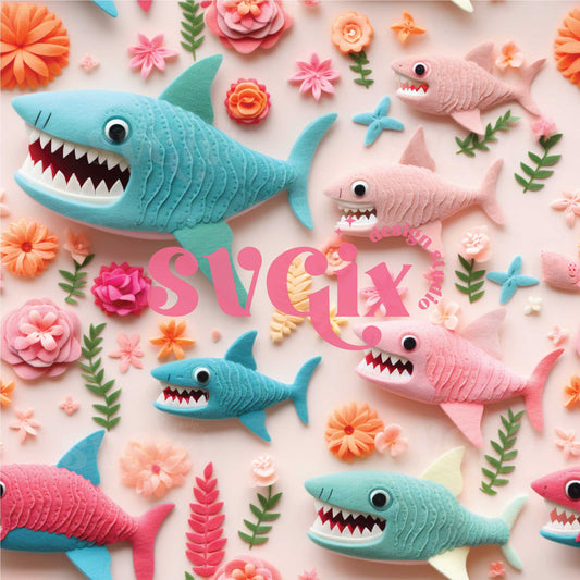 Girly Sharks Seamless Pattern