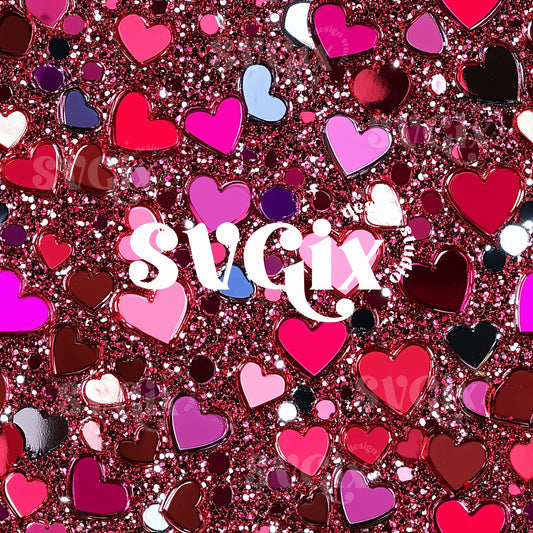 Glittered Heartburst Vday Glitter Sequin Seamless Pattern