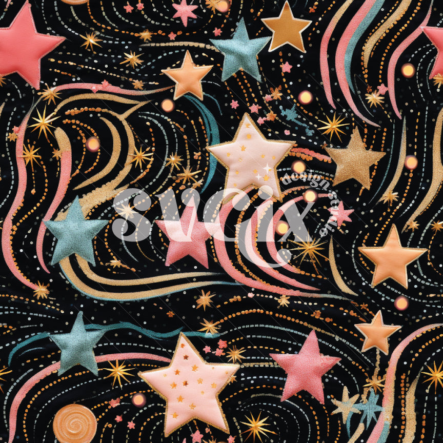 Gold Starry Sky Seamless Pattern