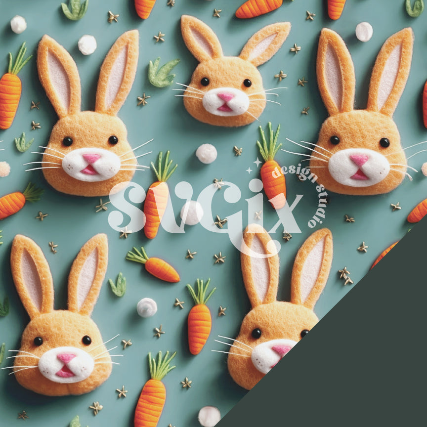 Greyish Teal Bunnies Seamless Pattern