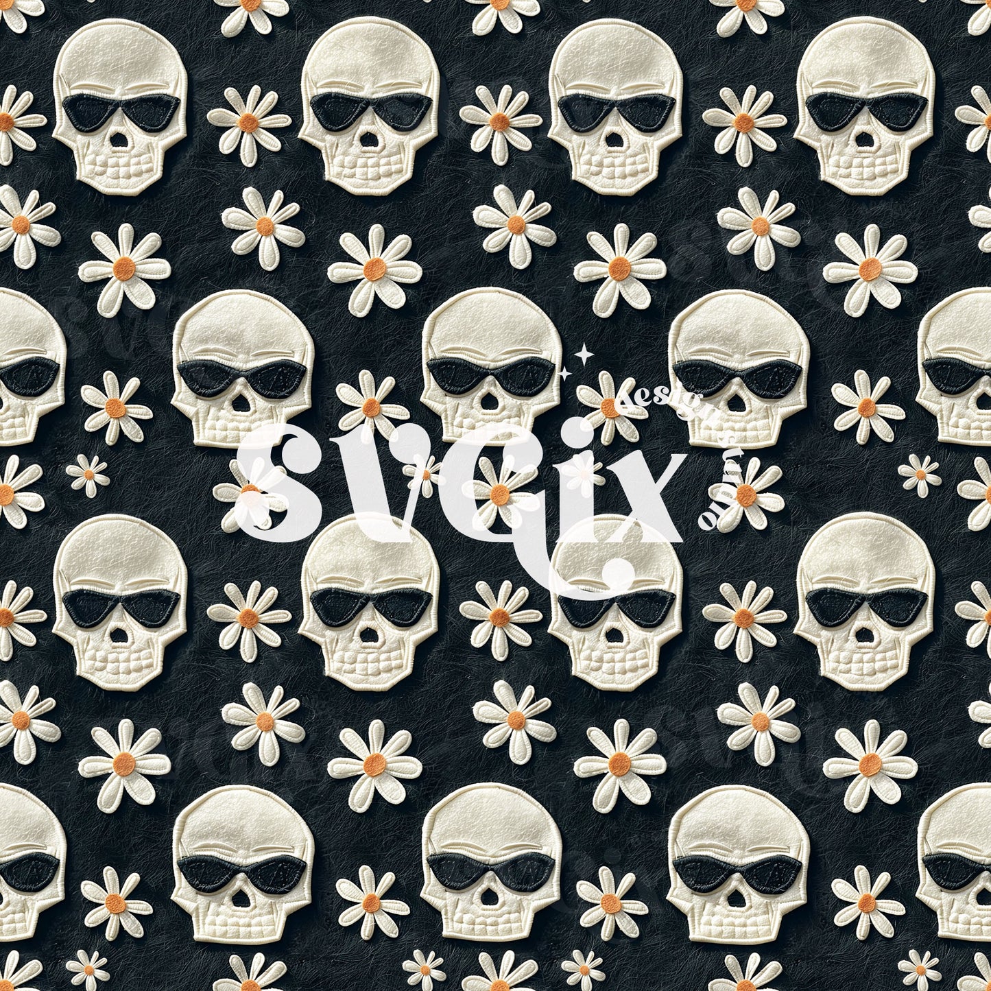 Groovy Skulls Seamless Pattern