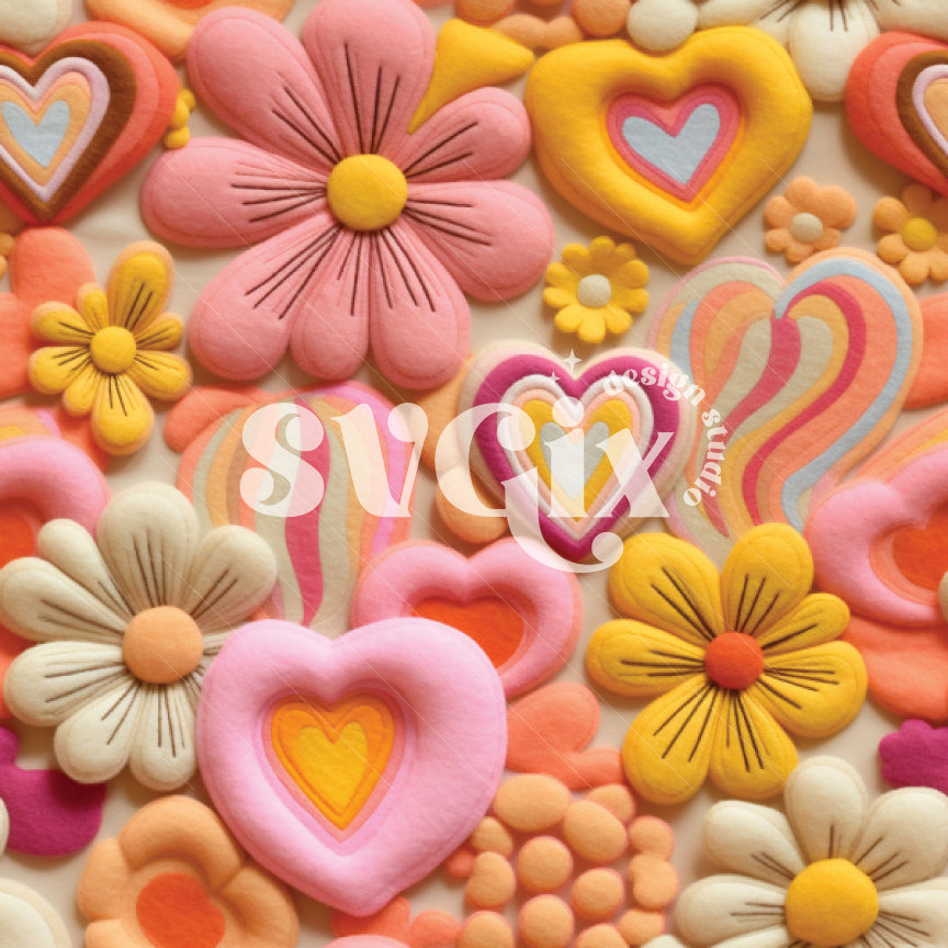 Groovy Valentines Seamless Pattern