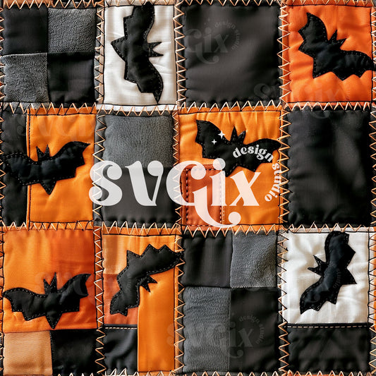 Halloween Bats Patchwork Seamless Pattern