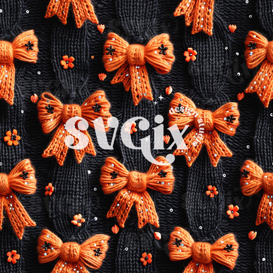 Halloween Bows Knit Seamless Pattern