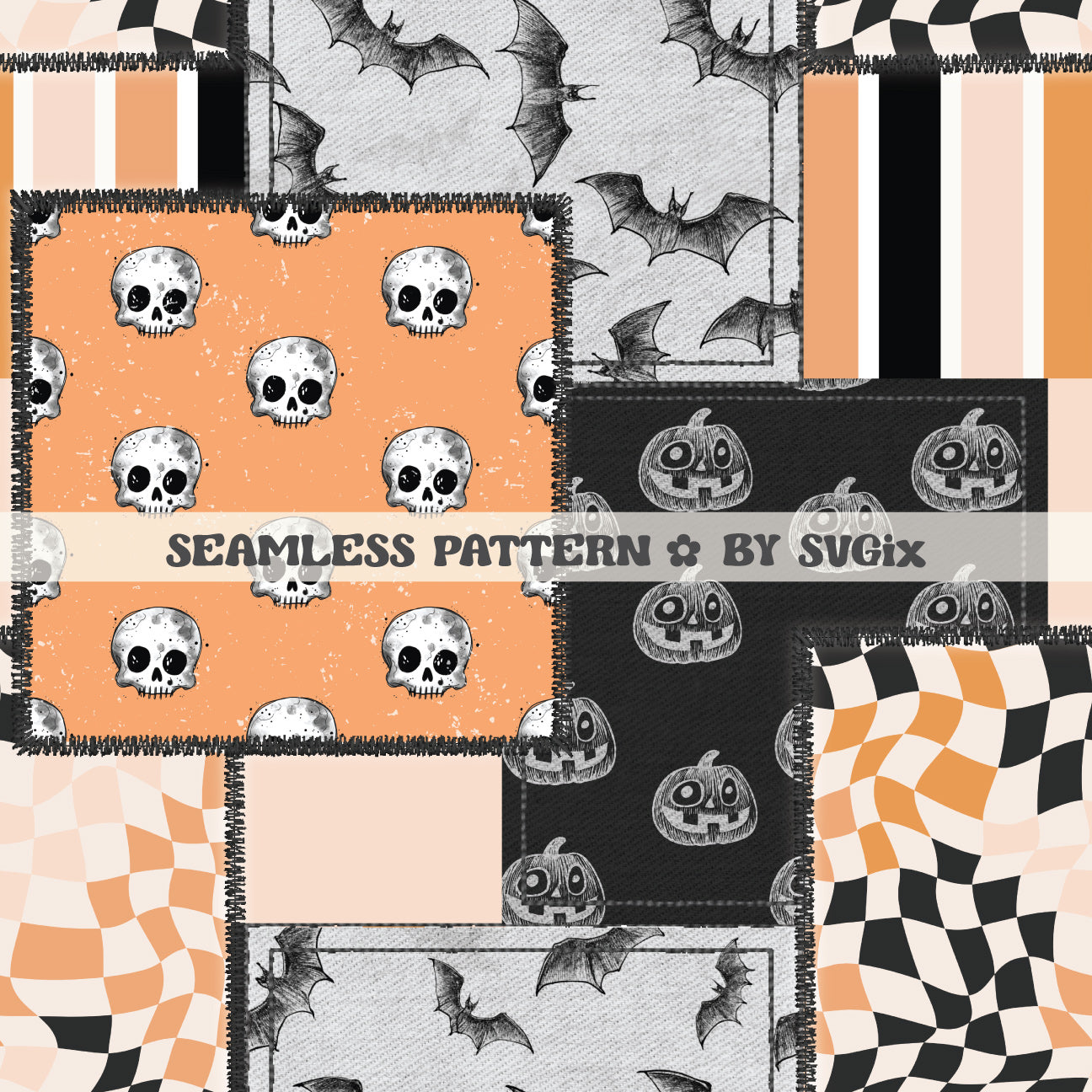 Halloween Patchwork Seamless Pattern