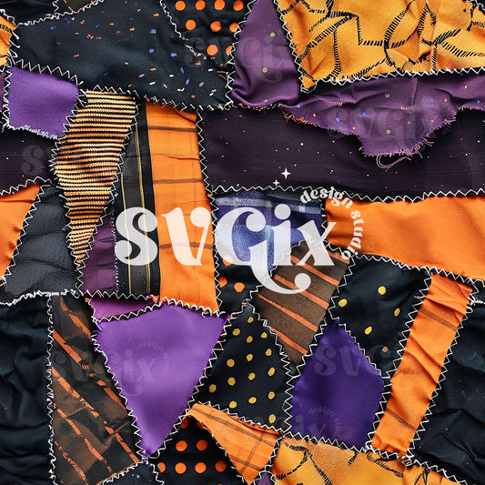 Halloween Inspired Patchwork Seamless Pattern