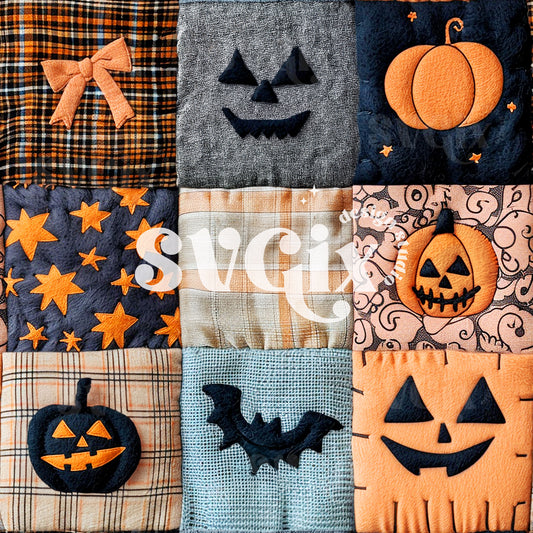 Halloween Patchwork Quilt Seamless Pattern