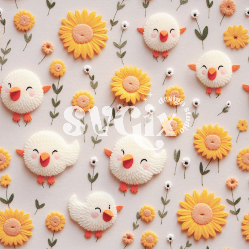 Happy Chicks Seamless Pattern