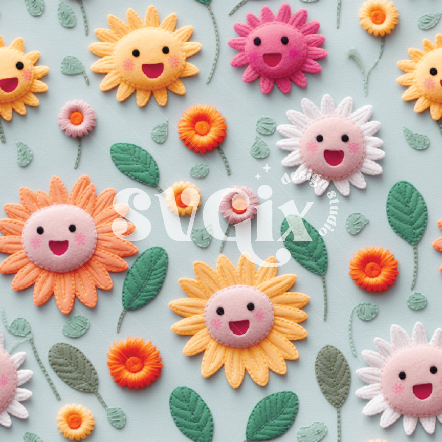 Happy Daisies Seamless Pattern