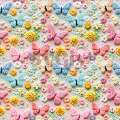 Happy Dreams Butterflies Seamless Pattern