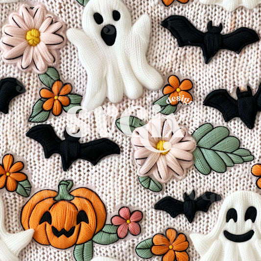 Happy Ghosts Knit Seamless Pattern
