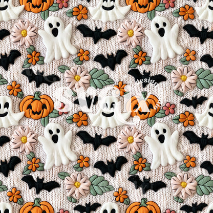 Happy Ghosts Knit Seamless Pattern