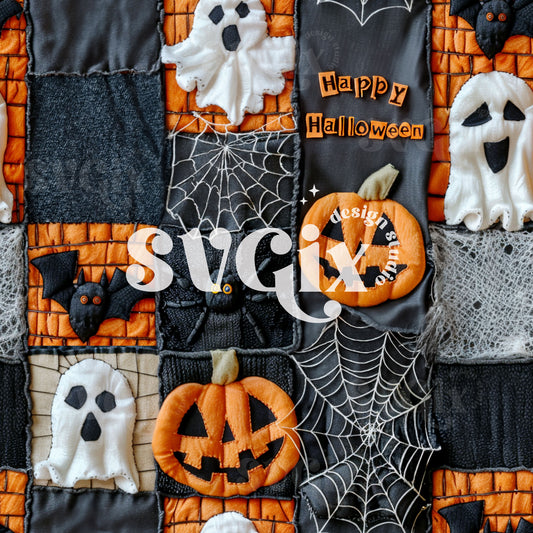 Happy Halloween Quilt Seamless Pattern