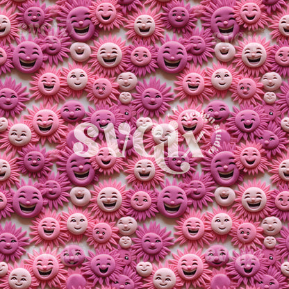 Happy Pink Flowers Seamless Pattern