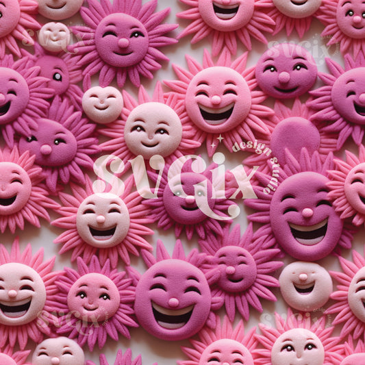 Happy Pink Flowers Seamless Pattern