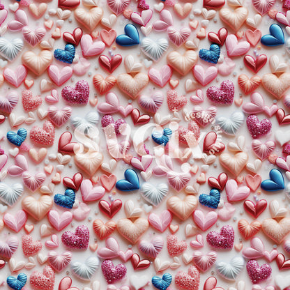 Heart Gems Valentines Seamless Pattern