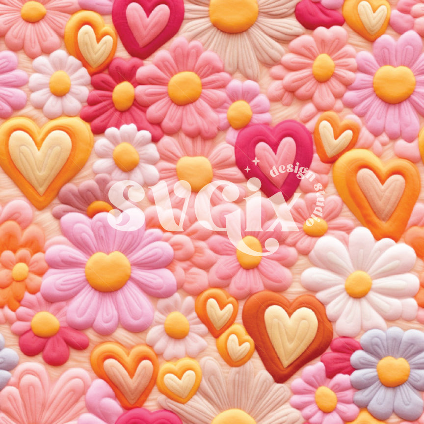 Hearts & Flowers Seamless Pattern