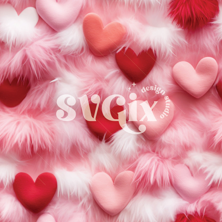 Hearts and Fur Seamless Pattern