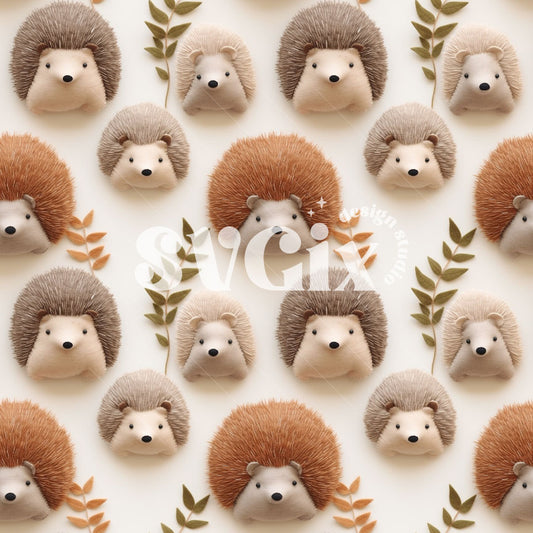 Hedgehogs Embroidery Seamless Patttern