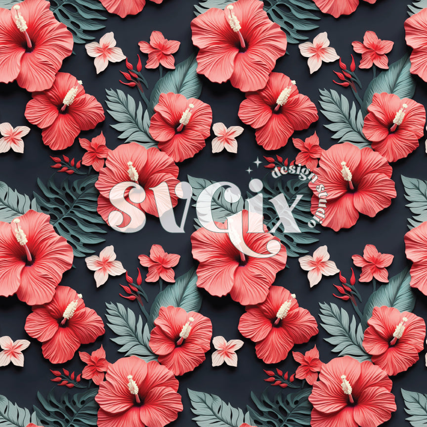 Hibiscus Seamless Pattern