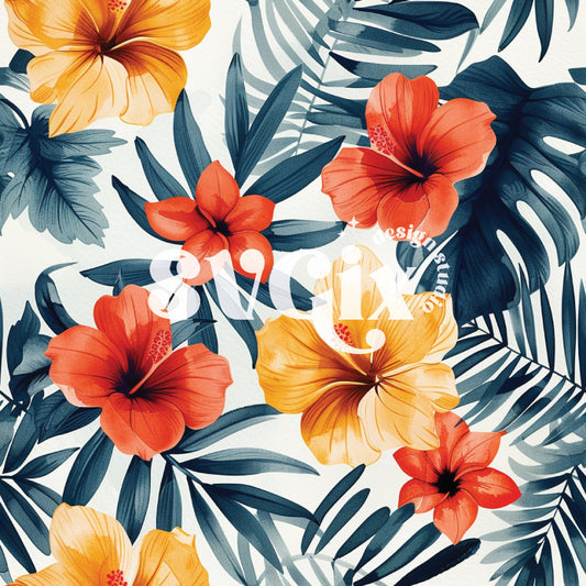 Hibiscus Seamless Pattern