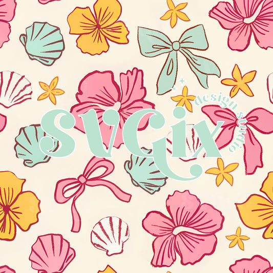 Hibiscus Summer Seamless Pattern